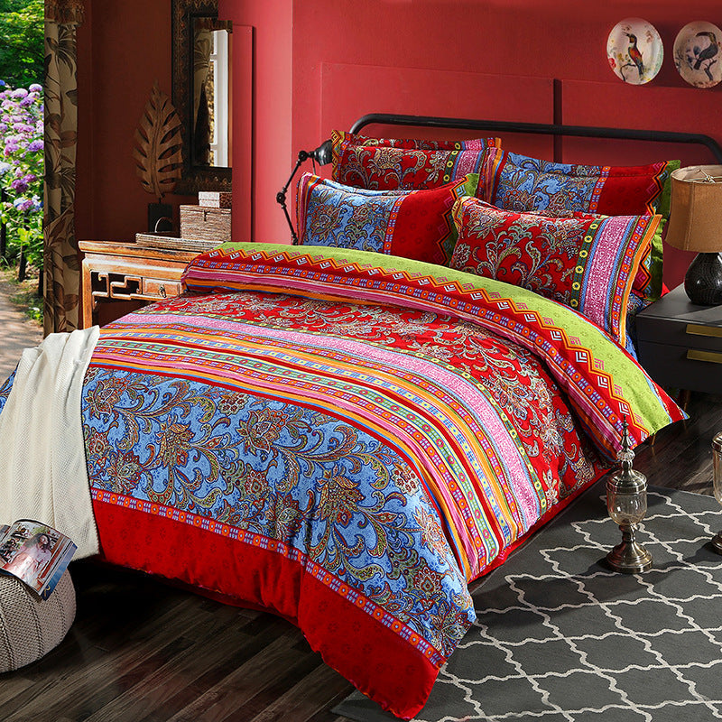 Boho-Inspired Printed Duvet Cover Set with Pillowcases (3-Piece Ensemble)