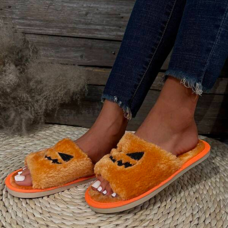 Halloween Pumpkin-Shaped Slippers