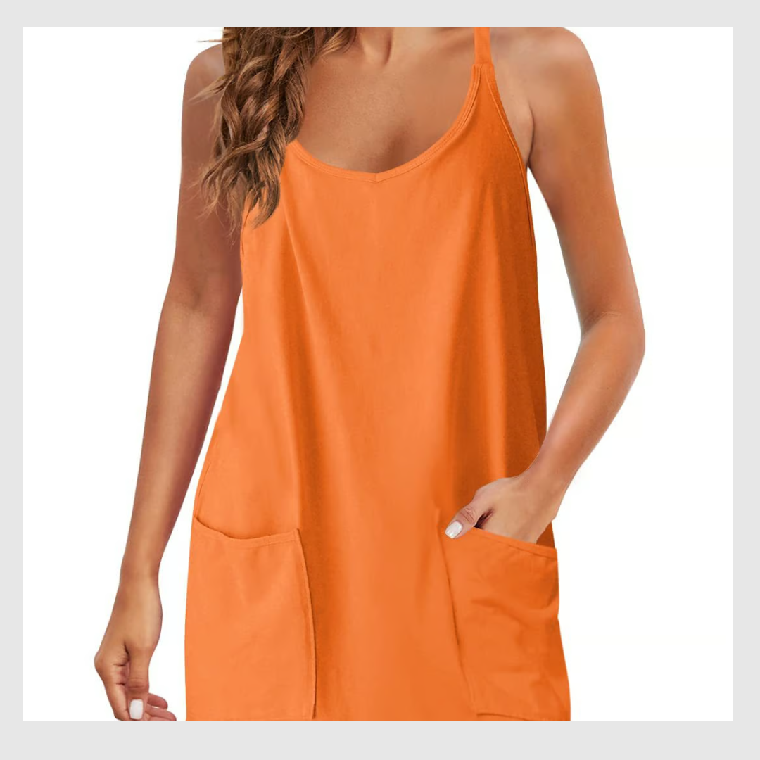 Women's Summer Mini Dress with Built-in Bra and Shorts