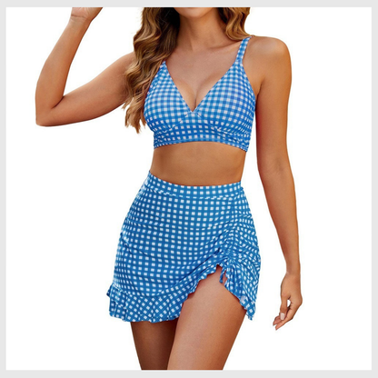 Two-Piece High-Waisted Halter V-Neck Bikini Set
