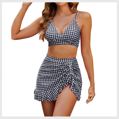 Two-Piece High-Waisted Halter V-Neck Bikini Set