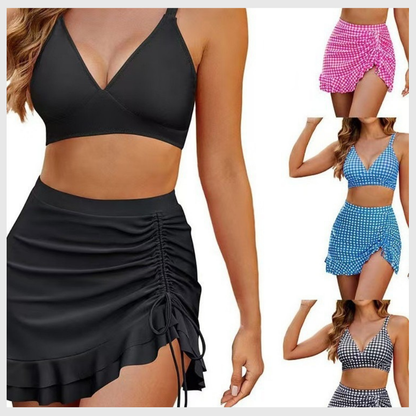 Two-Piece High-Waisted Halter V-Neck Bikini Set