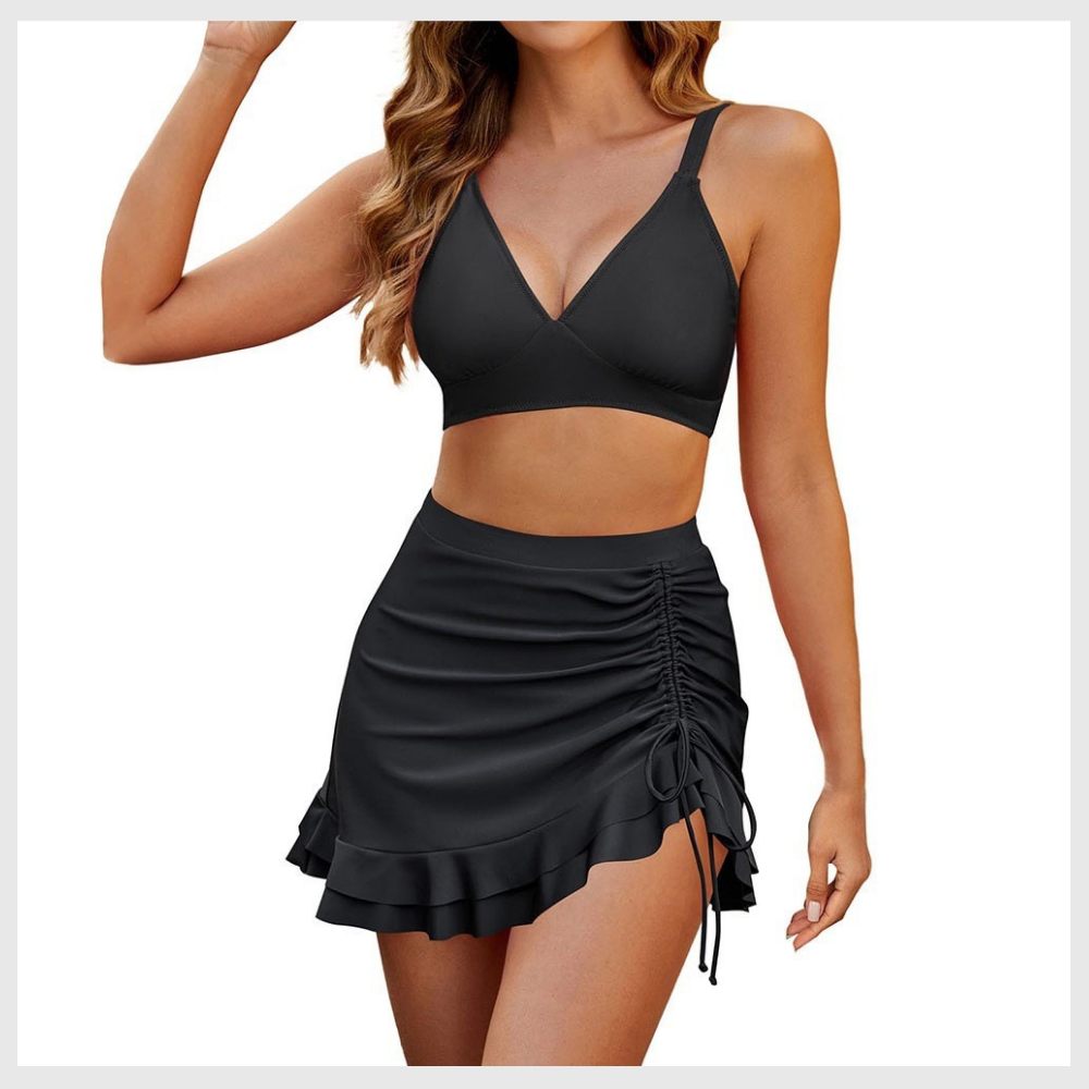 Two-Piece High-Waisted Halter V-Neck Bikini Set