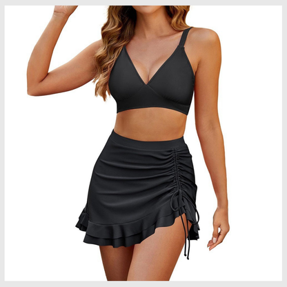Two-Piece High-Waisted Halter V-Neck Bikini Set