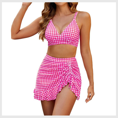 Two-Piece High-Waisted Halter V-Neck Bikini Set