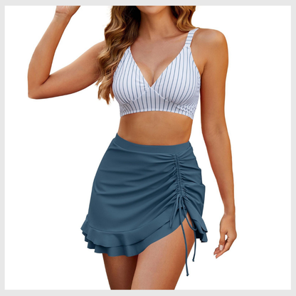 Two-Piece High-Waisted Halter V-Neck Bikini Set