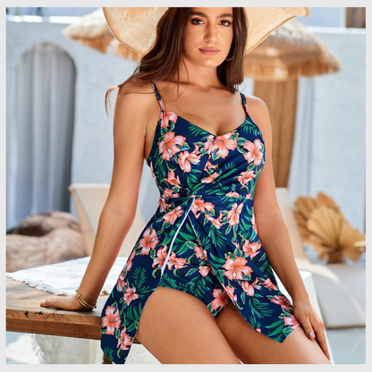 One-Piece Swimsuit with V-Neckline and Tummy Control – Feminine Beachwear