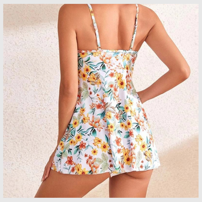 One-Piece Swimsuit with V-Neckline and Tummy Control – Feminine Beachwear