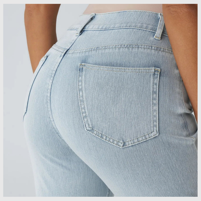 High-waisted, elastic, and comfortable pants.