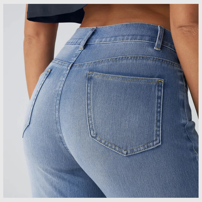 High-waisted, elastic, and comfortable pants.