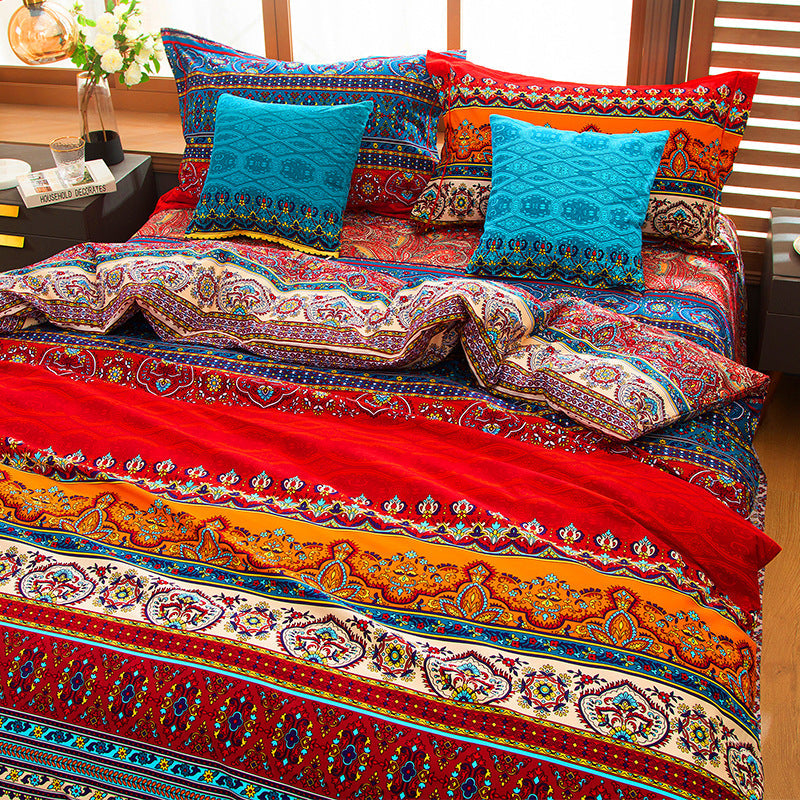 Boho-Inspired Printed Duvet Cover Set with Pillowcases (3-Piece Ensemble)