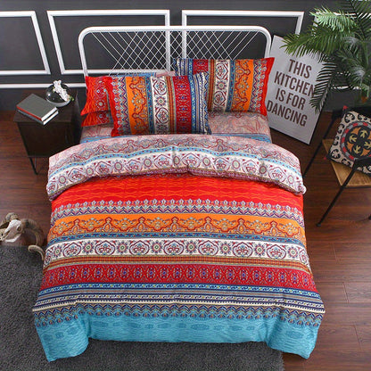 Boho-Inspired Printed Duvet Cover Set with Pillowcases (3-Piece Ensemble)