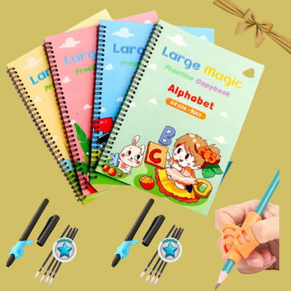 4  Magic Practice Copybooks (Alphabet + Math +Drawing +Numbers )